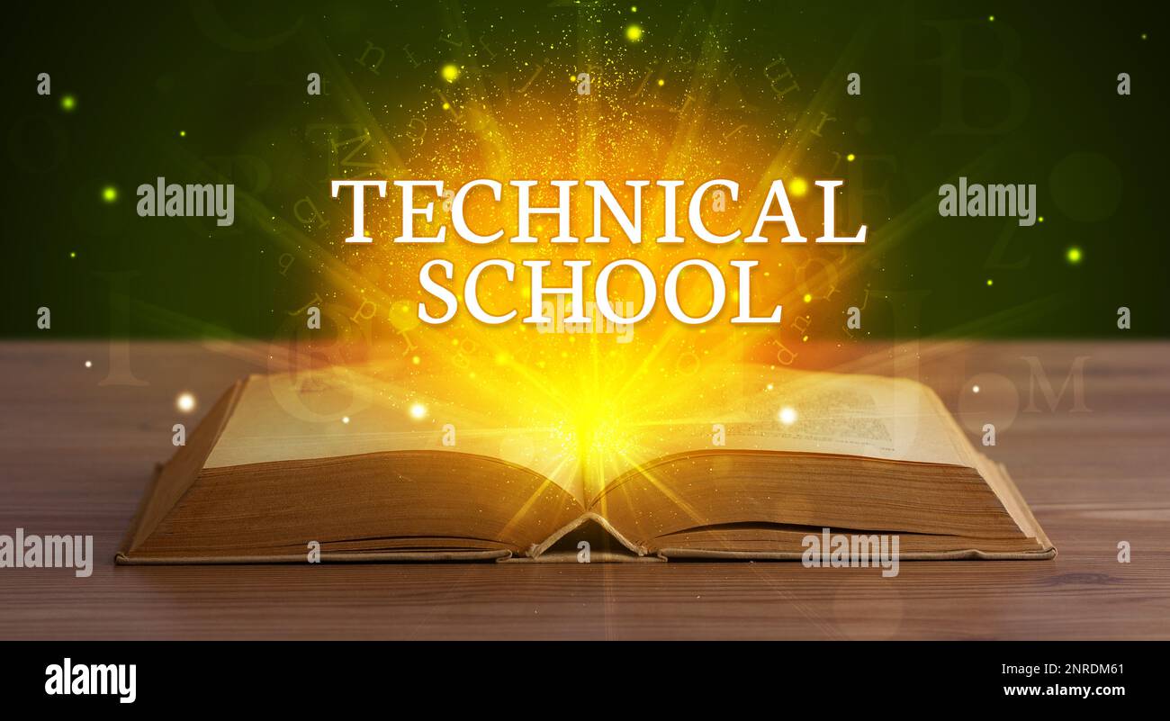 Teacher Book Inscription Educational inscription coming out from an open book Stock Photo - Alamy