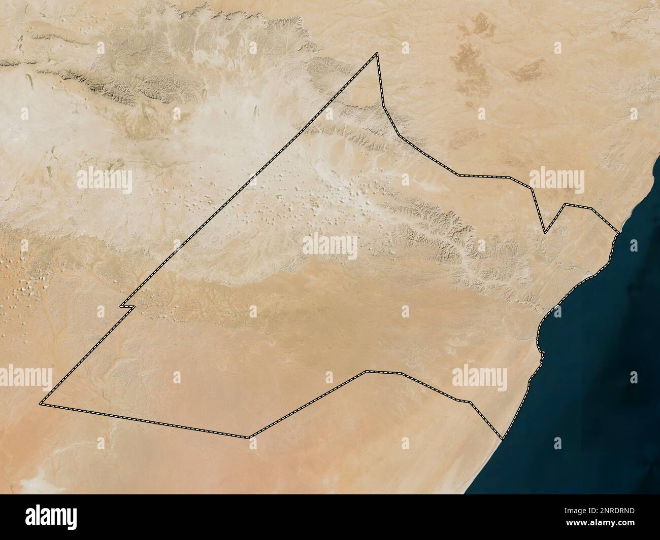 Nugaal, region of Somalia. Low resolution satellite map Stock Photo