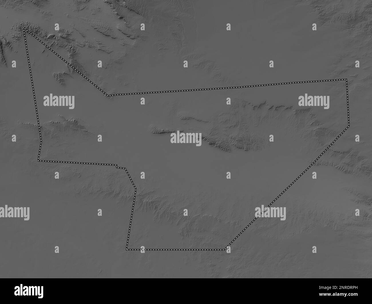 Sool, region of Somalia. Grayscale elevation map with lakes and rivers Stock Photo