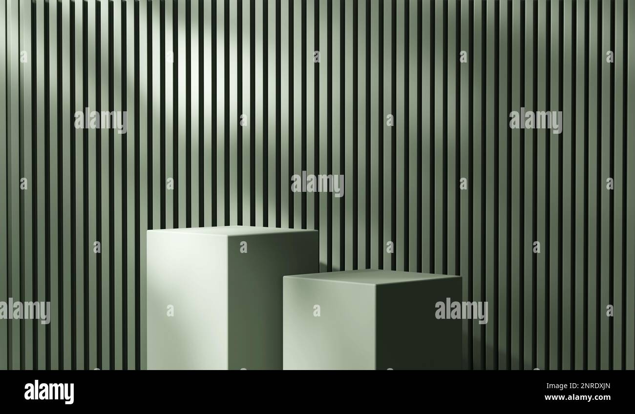 3D rendering green platform podium product advertising presentation ...
