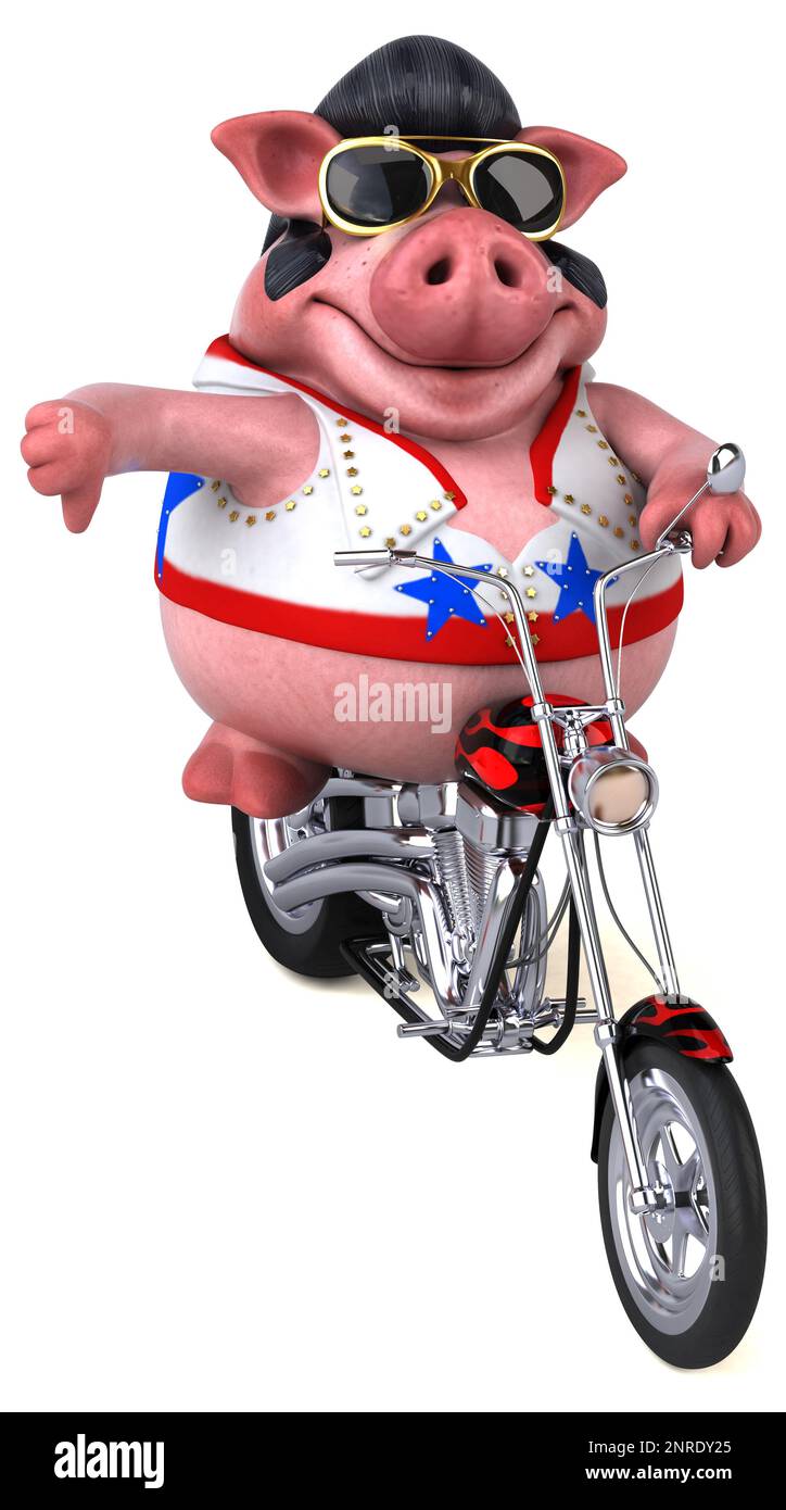 Pig Rocker Springer Fun 3D cartoon illustration of a pig rocker Stock Photo - Alamy