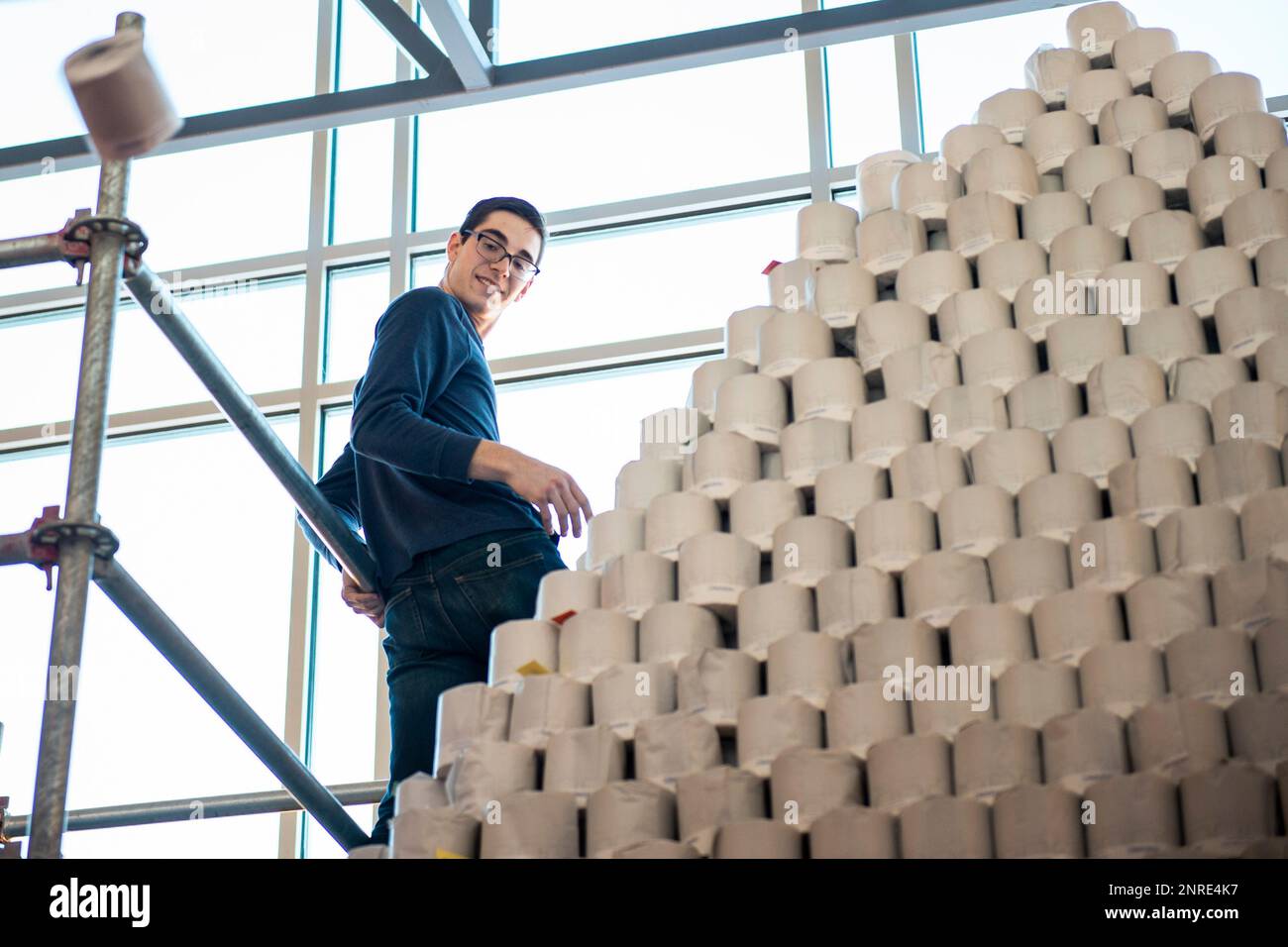 Robotics team captain and program leader Maxton Herst throws the top