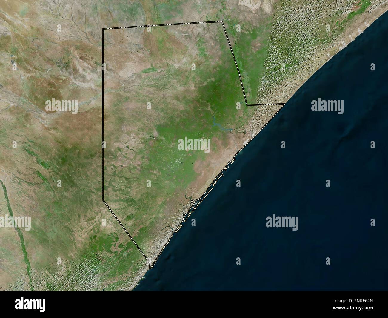 Jubbada Hoose, region of Somalia Mainland. High resolution satellite map Stock Photo
