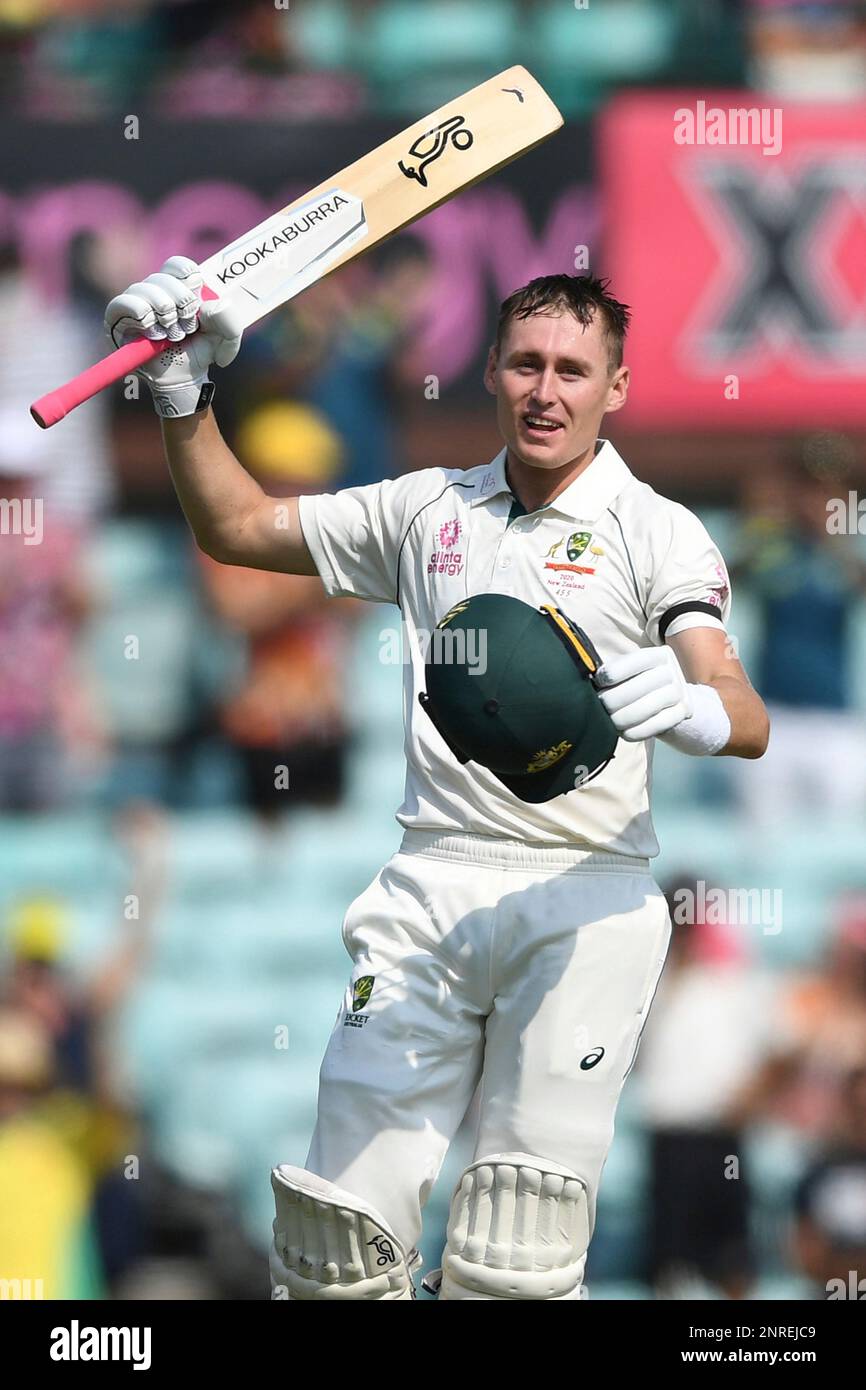 Australia's Marnus Labuschagne celebrates his century, 100 not out on ...