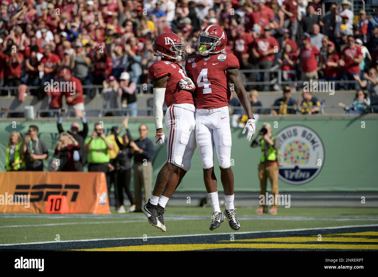 Alabama wide receiver Jerry Jeudy (4) celebrates with wide receiver