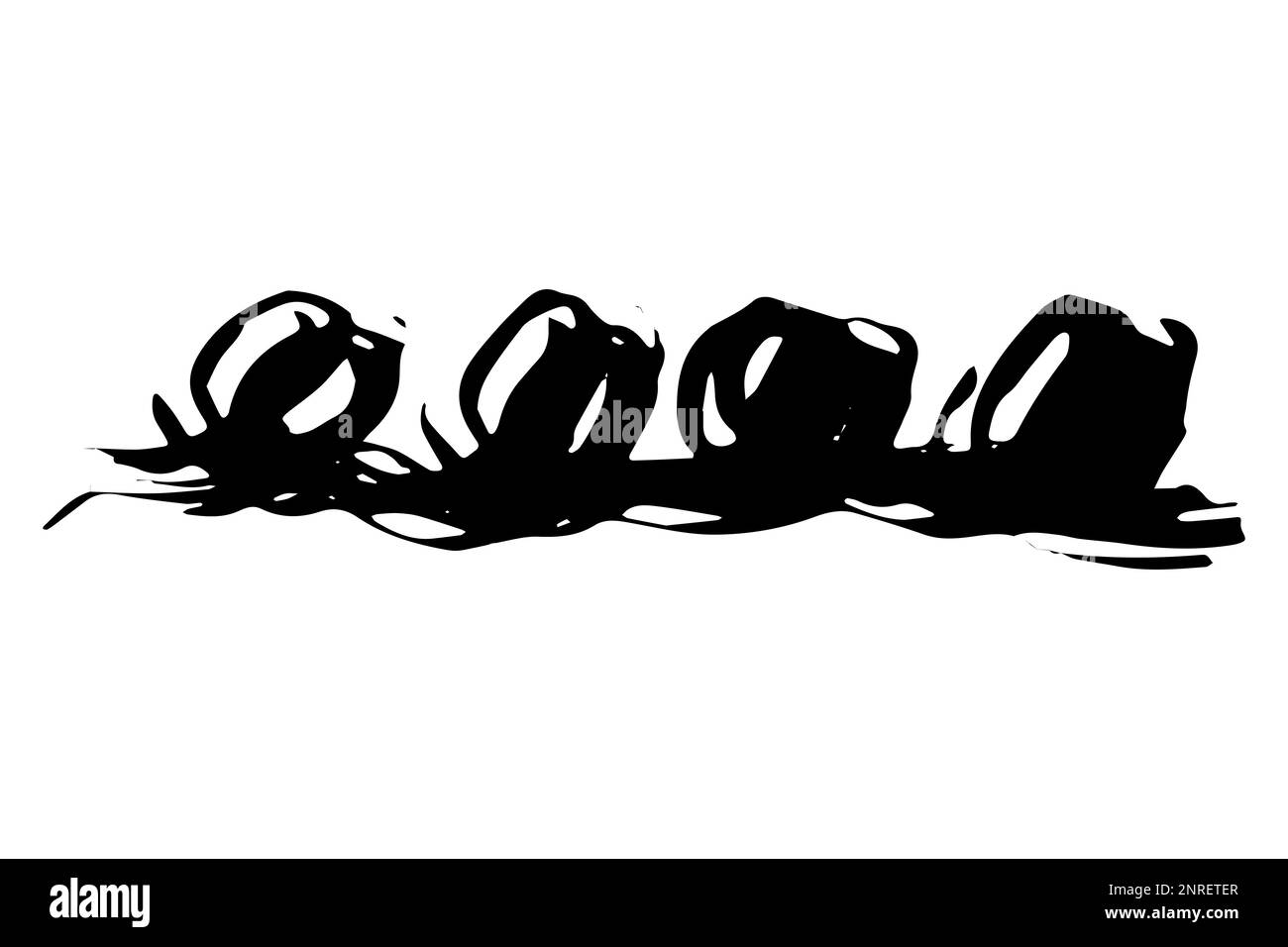 Vector doodle wave curl. Black color scroll brush stroke of paint ...