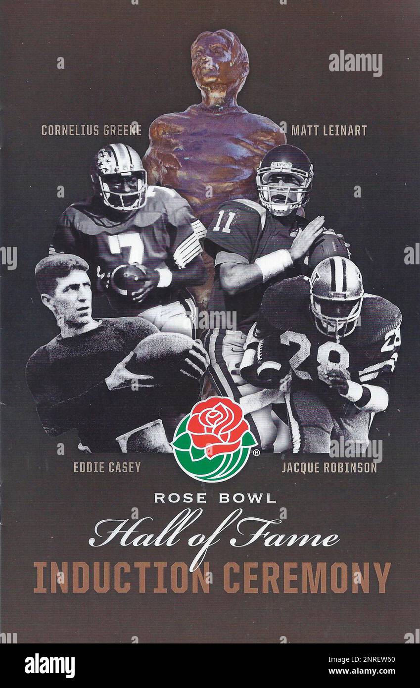 The Rose Bowl Hall of Fame induction ceremony program with images of