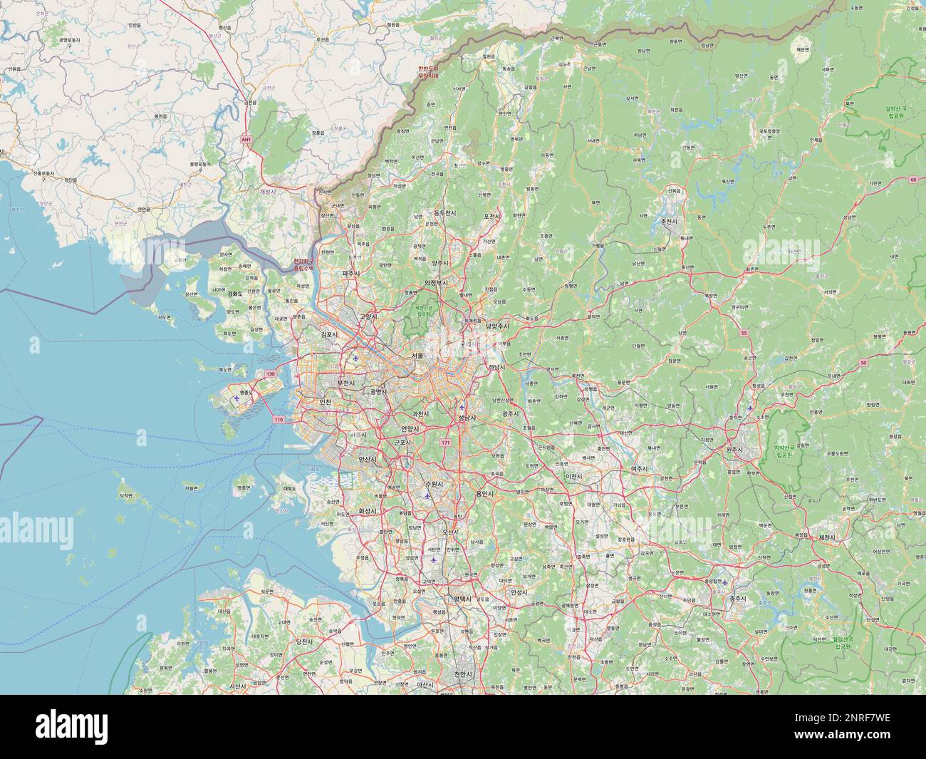Gyeonggi-do, province of South Korea. Open Street Map Stock Photo