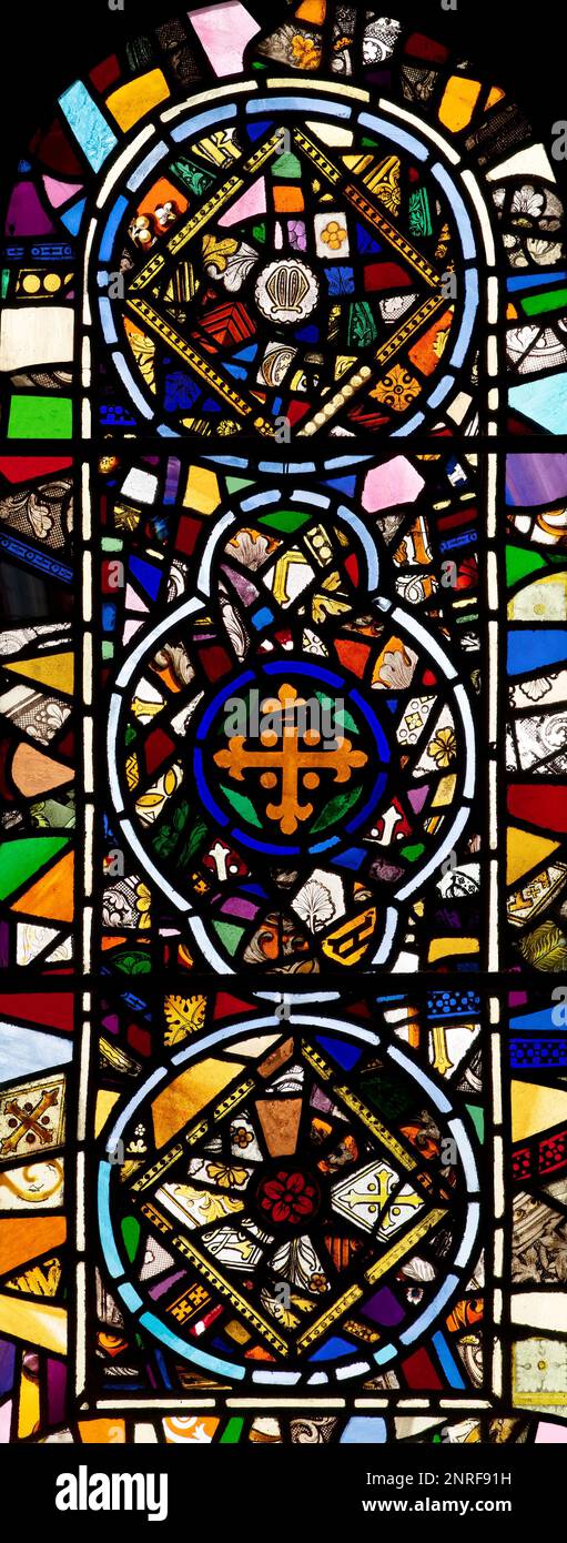 The right-hand window in the Western aspect of the Nave, St Mary's church, Wreay, UK Stock Photo