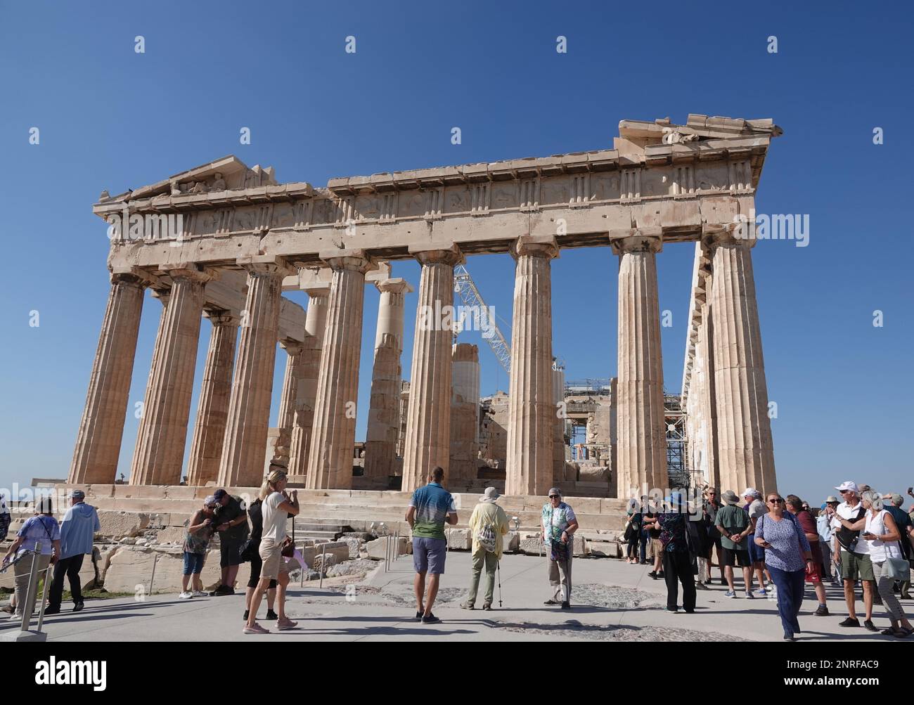 The Parthenon, a former temple on the Athenian Acropolis, Greece, that was dedicated to the goddess Athena during the fifth century BC Stock Photo