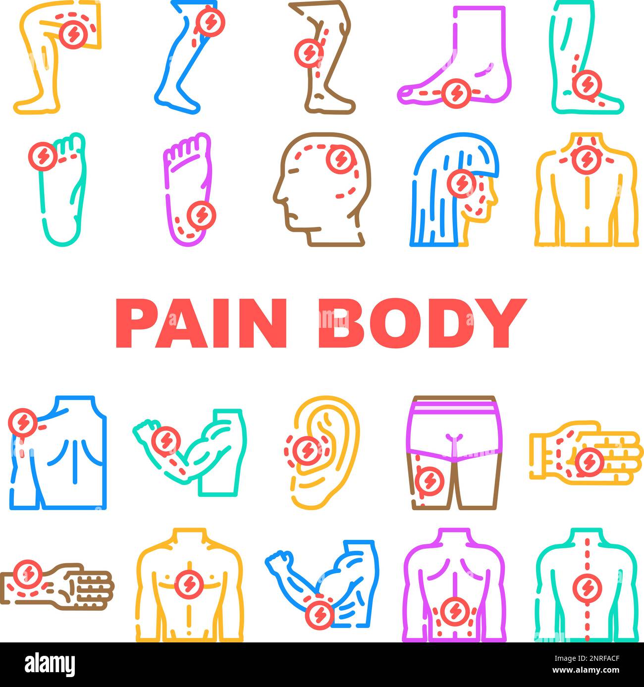 pain body ache medical joint icons set vector Stock Vector Image & Art