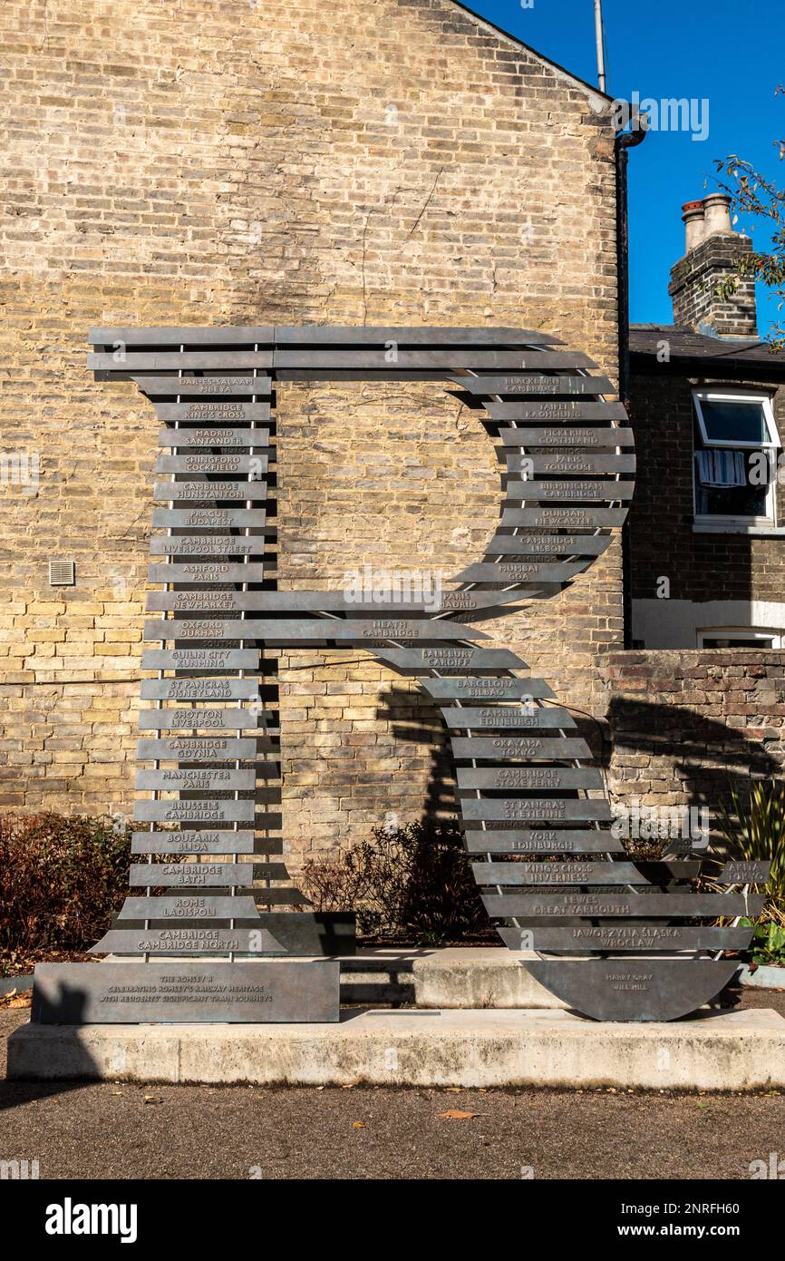 This large bronze R sculpture in Romsey, Cambridge, UK celebrates the