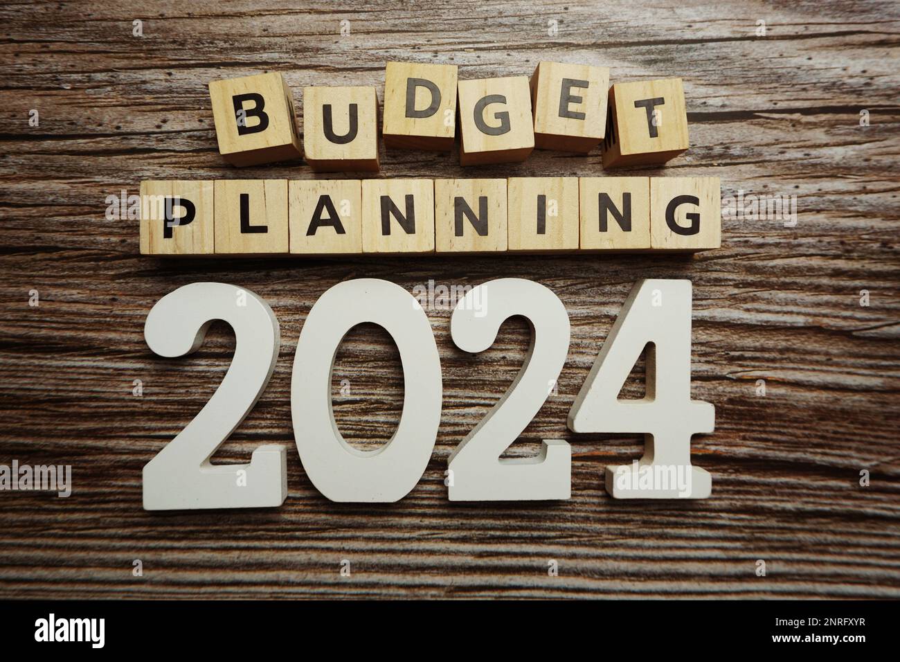 Budget Planning 2024 alphabet letters on wooden background Stock Photo