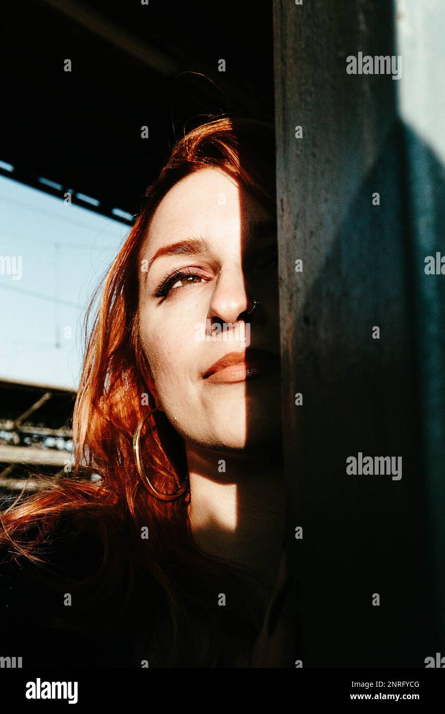 Red haired curly woman hi-res stock photography and images - Alamy