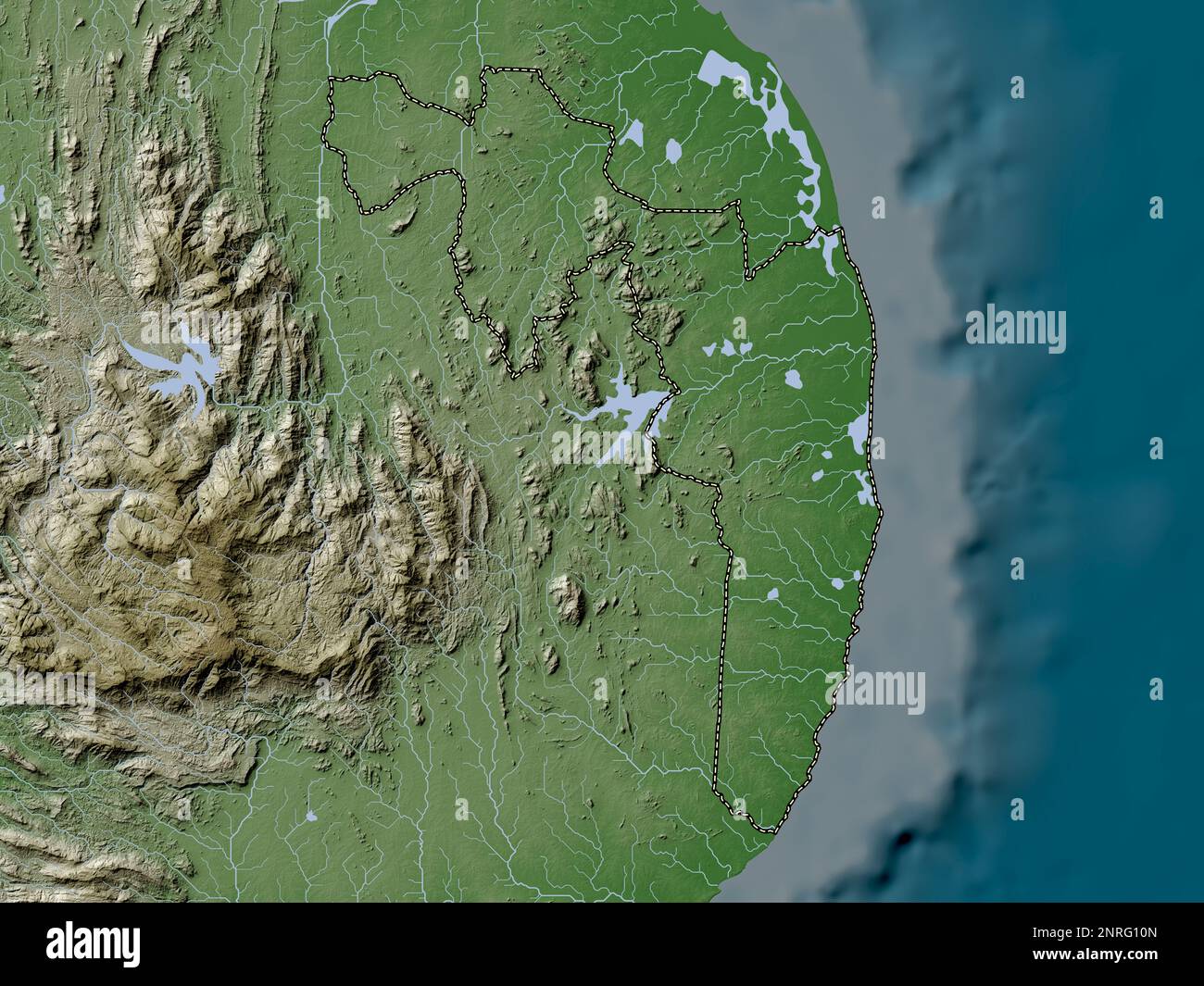 Ampara District Of Sri Lanka Elevation Map Colored In Wiki Style With Lakes And Rivers 2NRG10N 