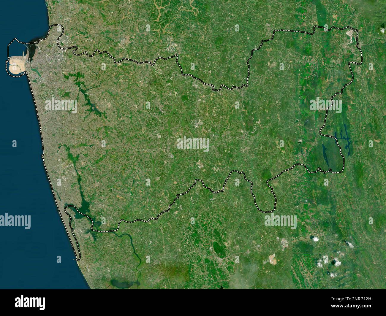 Colombo, district of Sri Lanka. High resolution satellite map Stock