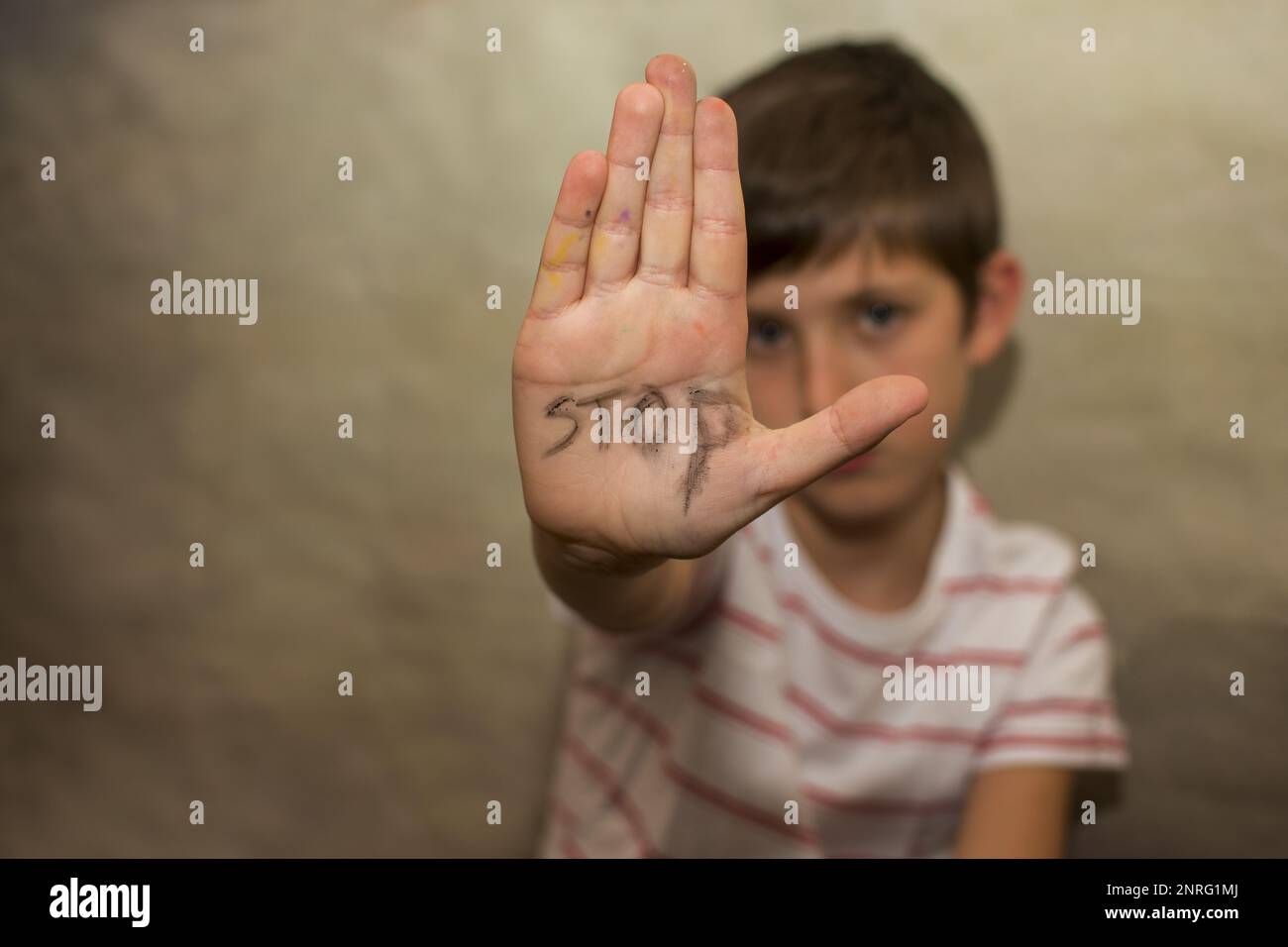 Stop bullying, sad kid, social problems of humanity Stock Photo