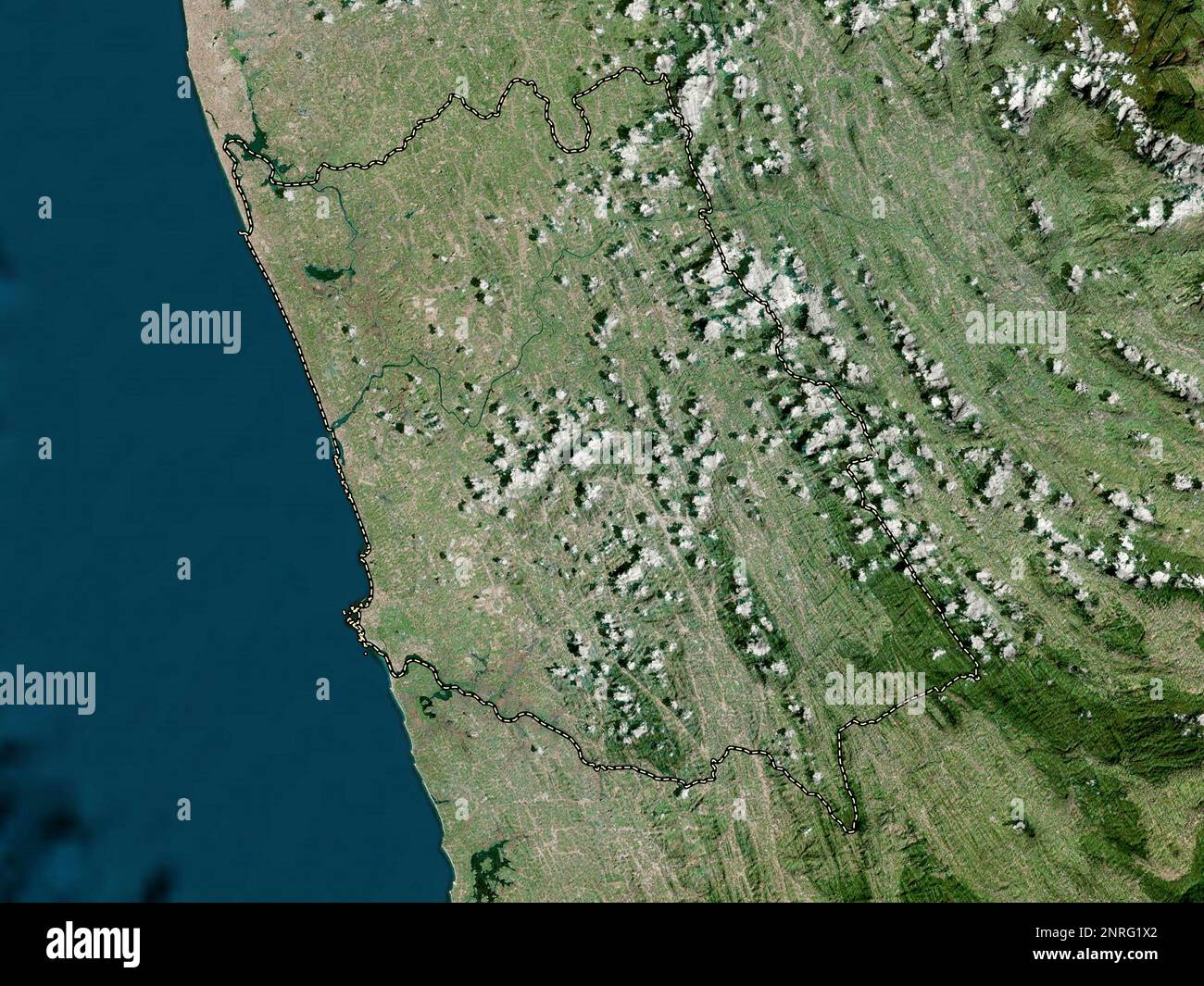 Kalutara, district of Sri Lanka. High resolution satellite map Stock