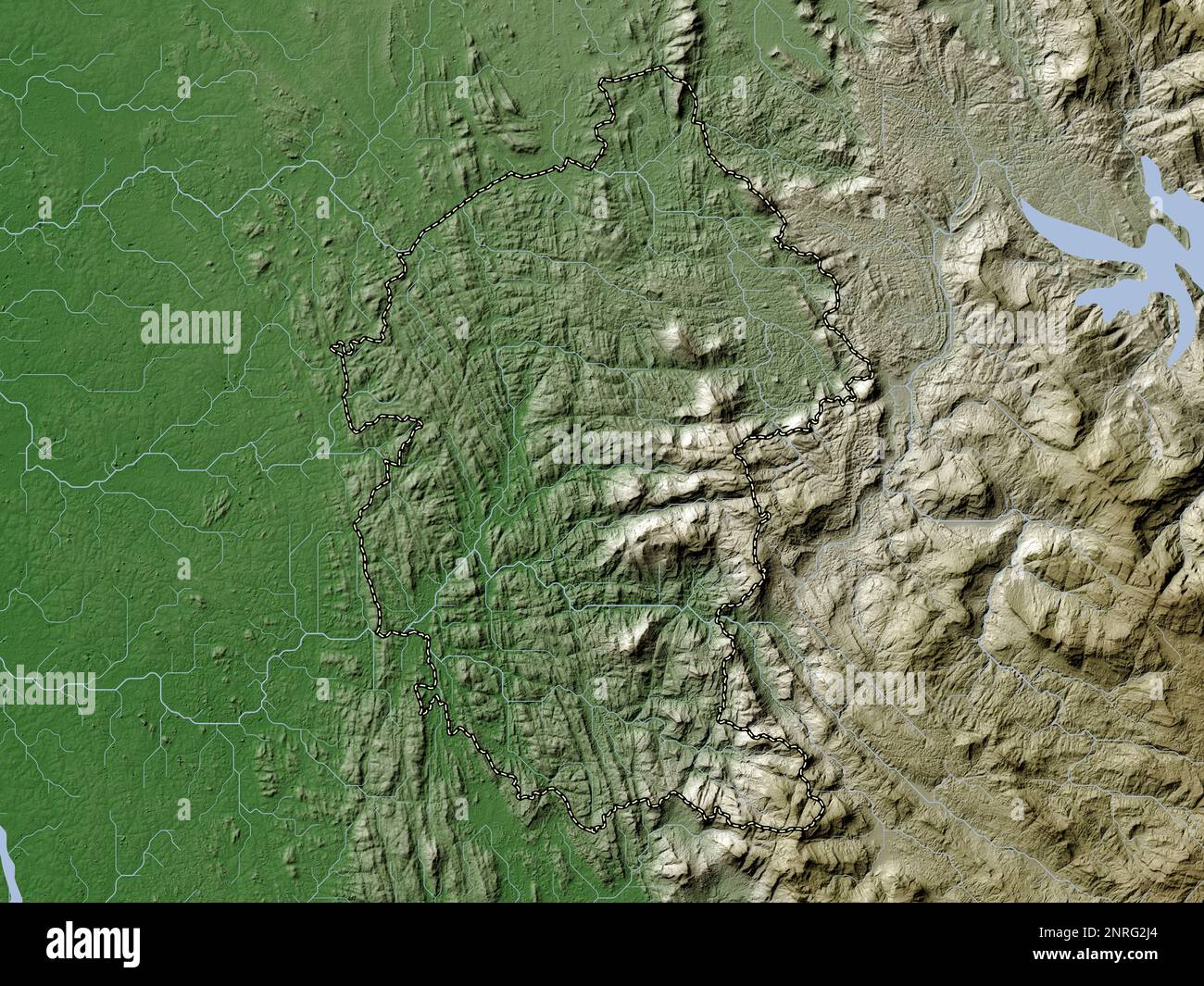 Kegalle, district of Sri Lanka. Elevation map colored in wiki style