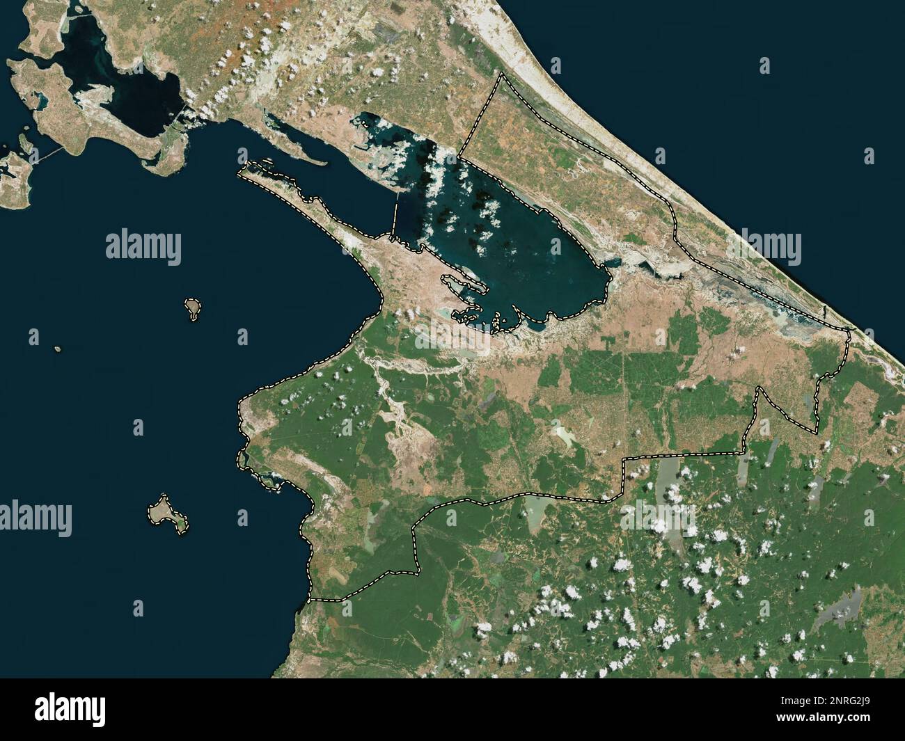 Kilinochchi, district of Sri Lanka. Low resolution satellite map Stock Photo