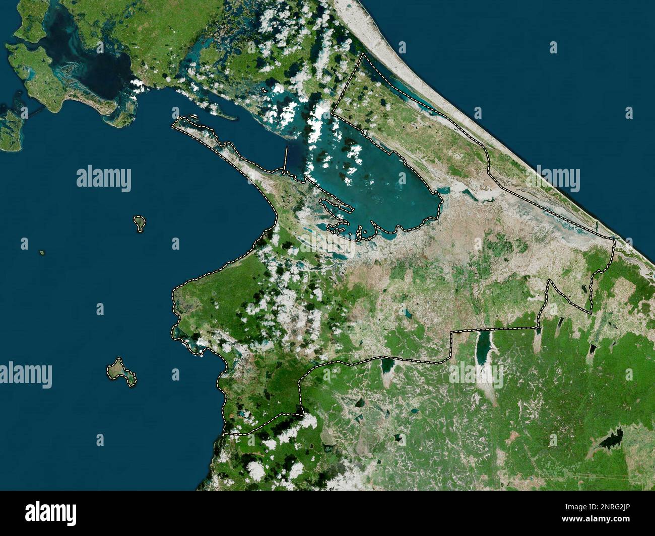Kilinochchi, district of Sri Lanka. High resolution satellite map Stock Photo