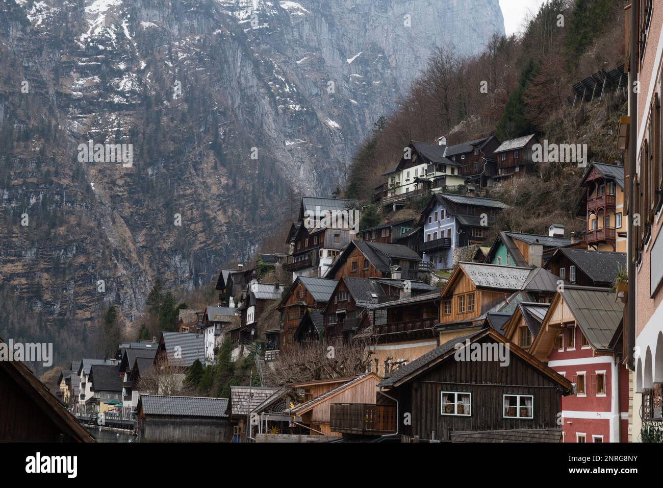View of Traditional House Hallstatt Village. Unesco World Heritage. Austria Stock Photo