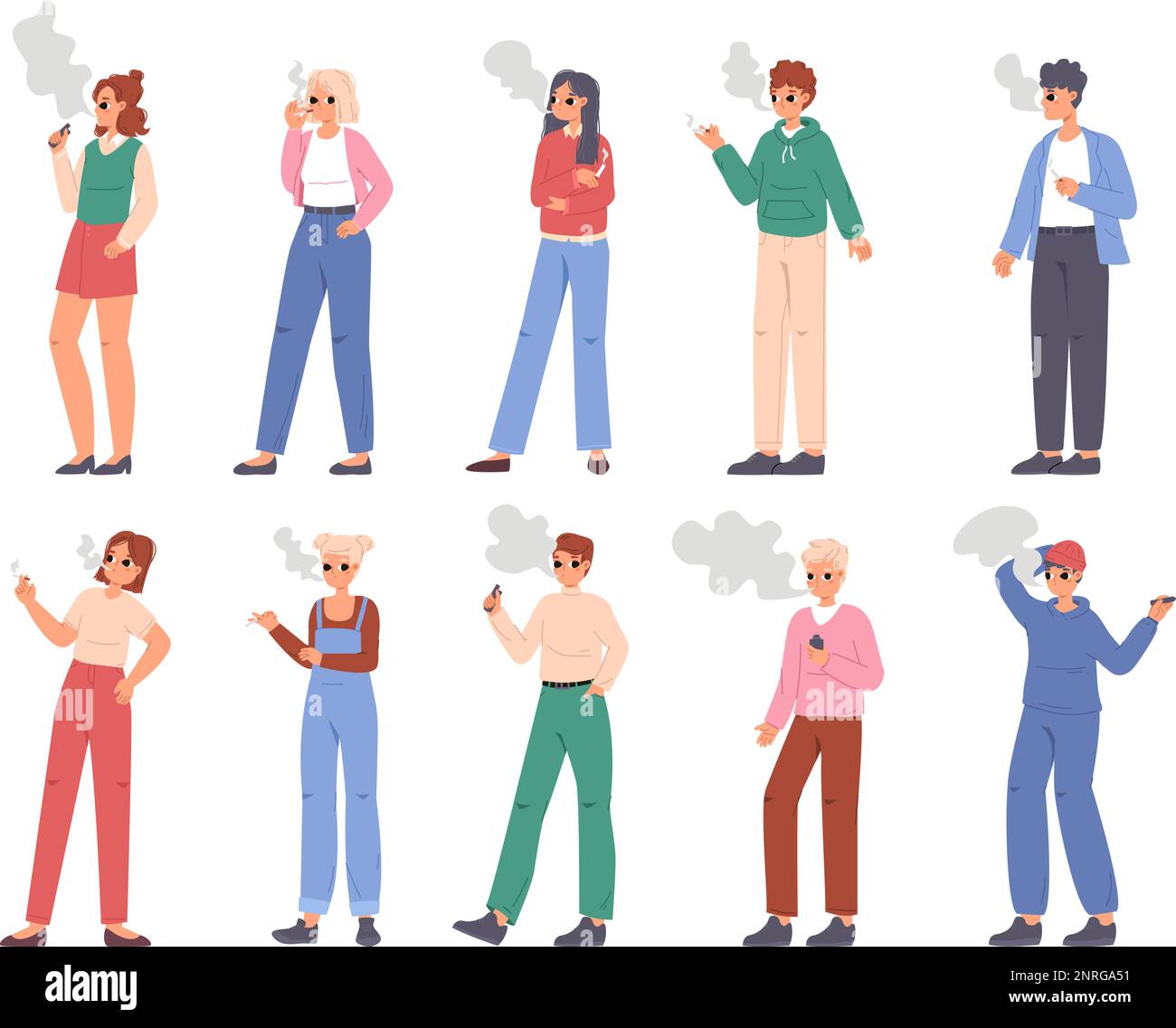 People smoking cigarette and ecigarette. Electronics smoke, passive