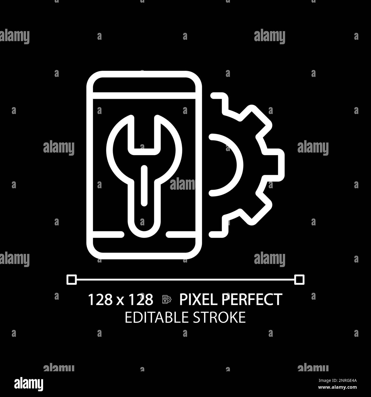 Smartphone settings pixel perfect white linear icon for dark theme ...
