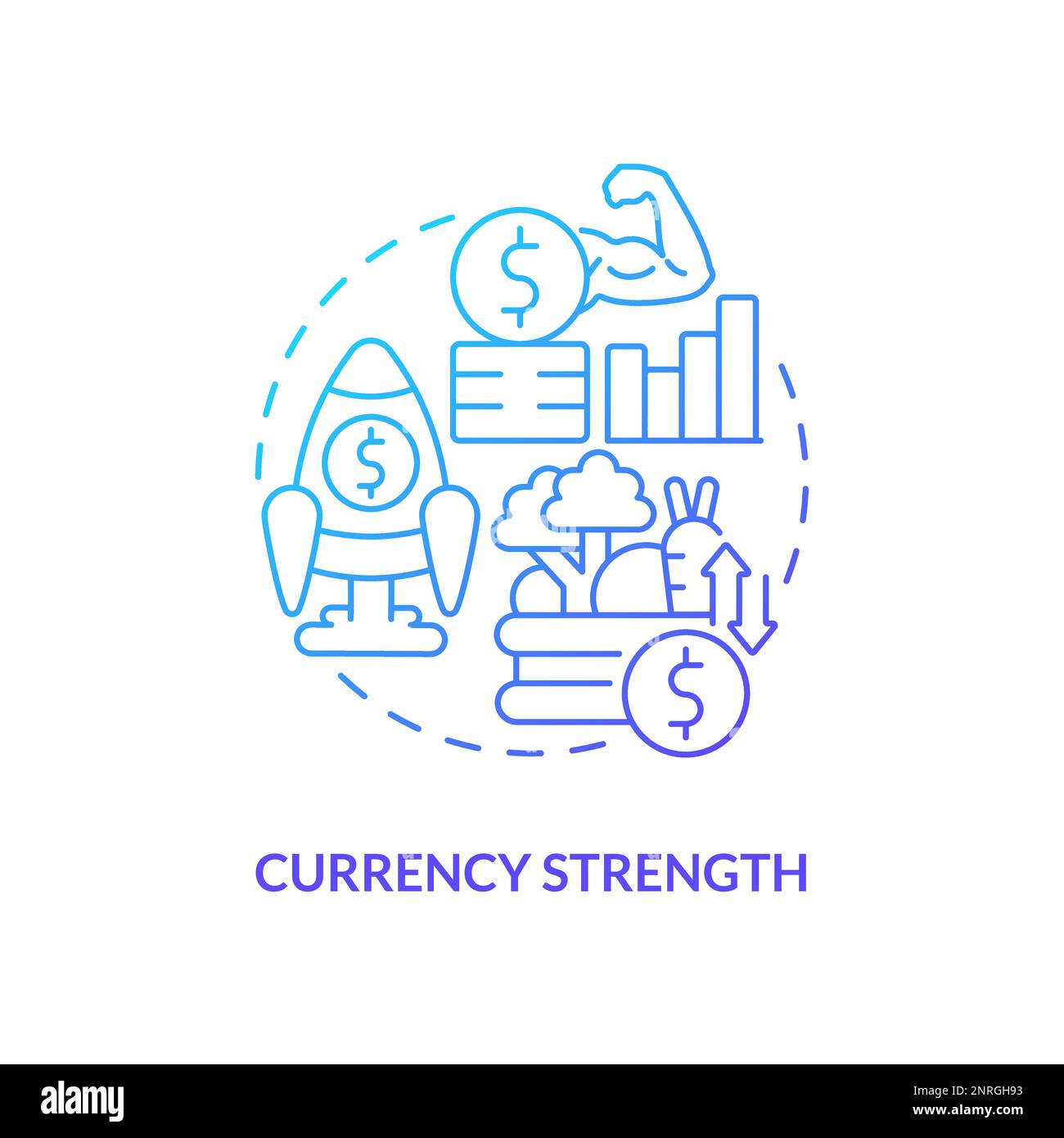 Currency strength blue gradient concept icon Stock Vector