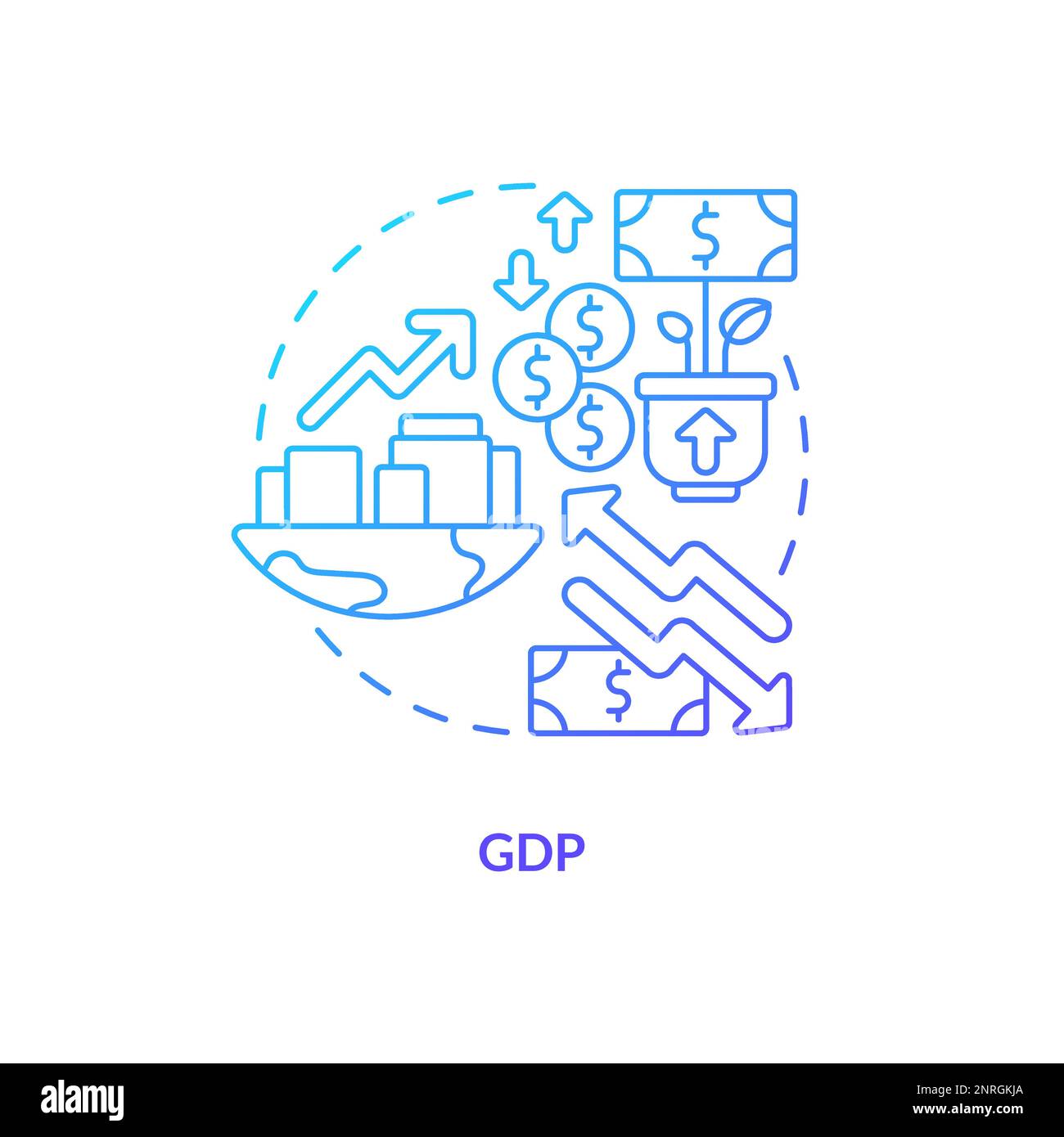 GDP blue gradient concept icon Stock Vector