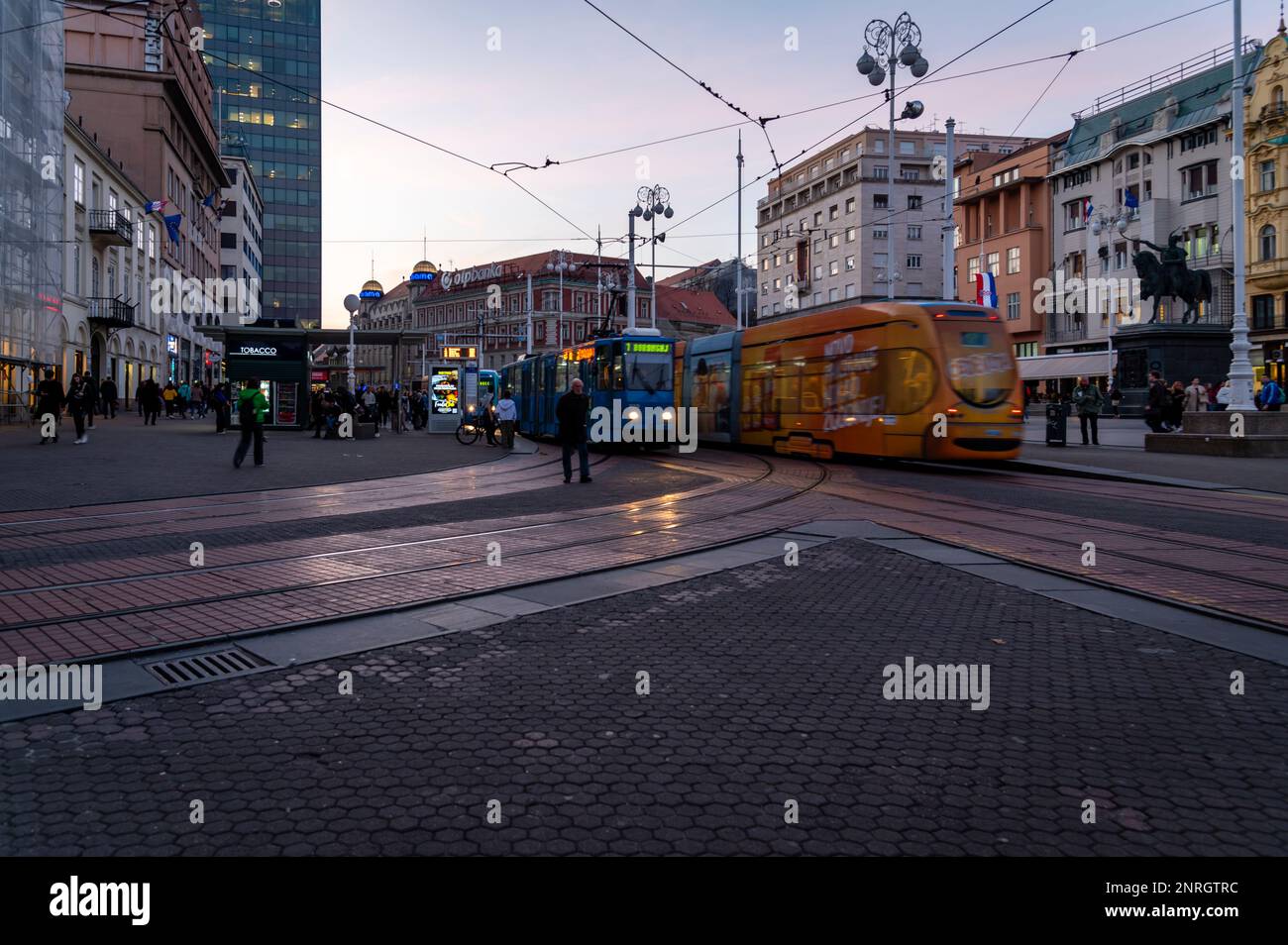 Trams in Zagreb, Croatia Stock Photo