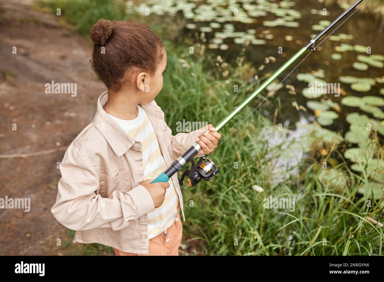 African american child fishing hi-res stock photography and images - Alamy