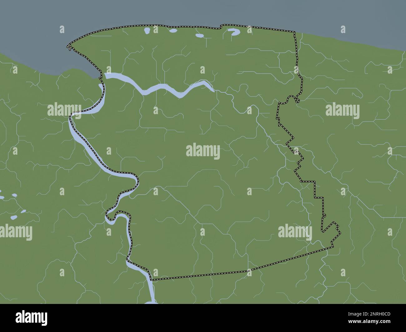 Commewijne, district of Suriname. Elevation map colored in wiki style ...