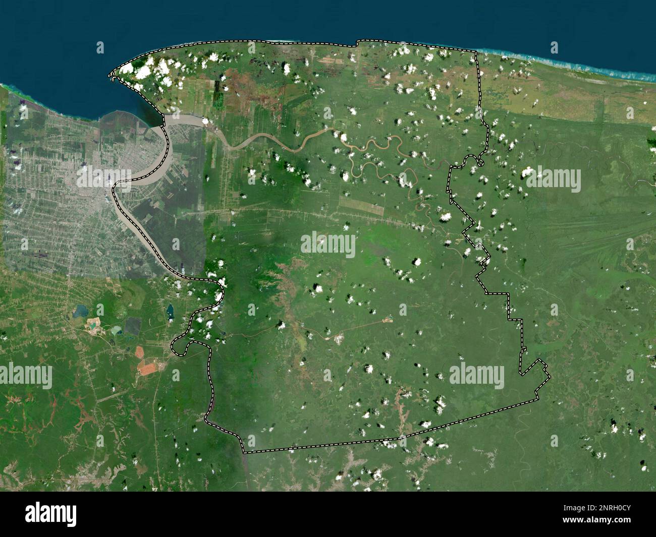 Commewijne, district of Suriname. High resolution satellite map Stock ...