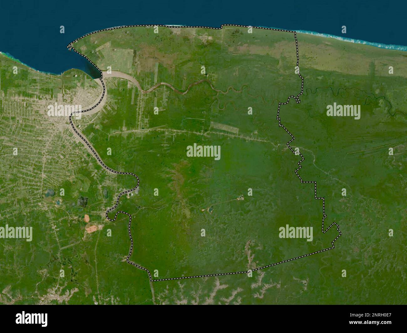 Commewijne, district of Suriname. Low resolution satellite map Stock ...