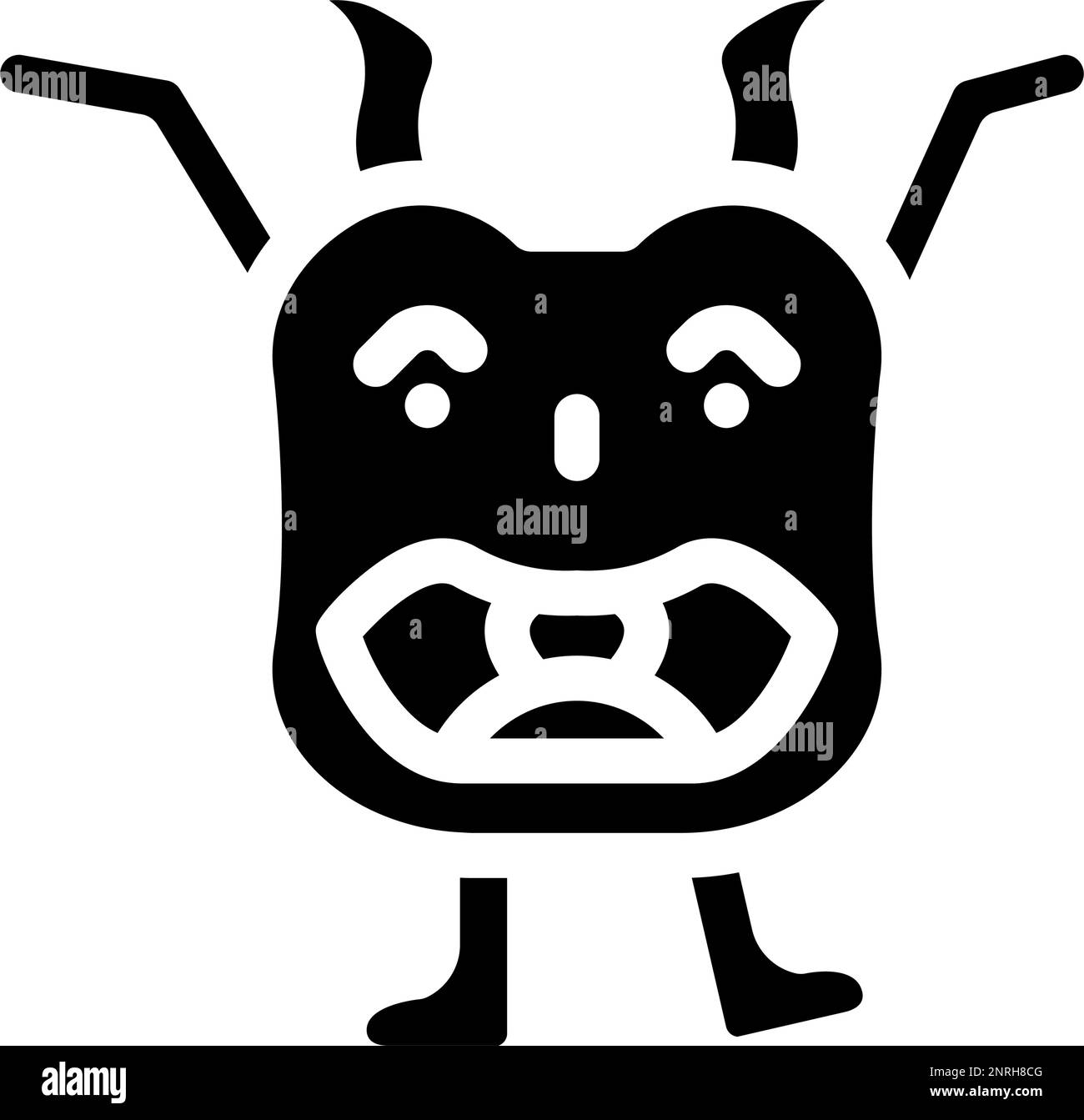 happy monster funny glyph icon vector illustration Stock Vector Image ...