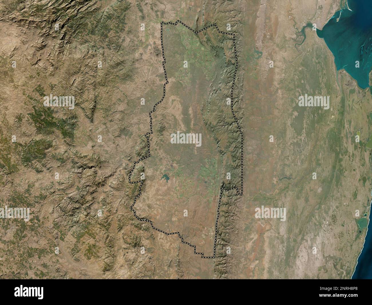 Lubombo, district of Eswatini. Low resolution satellite map Stock Photo