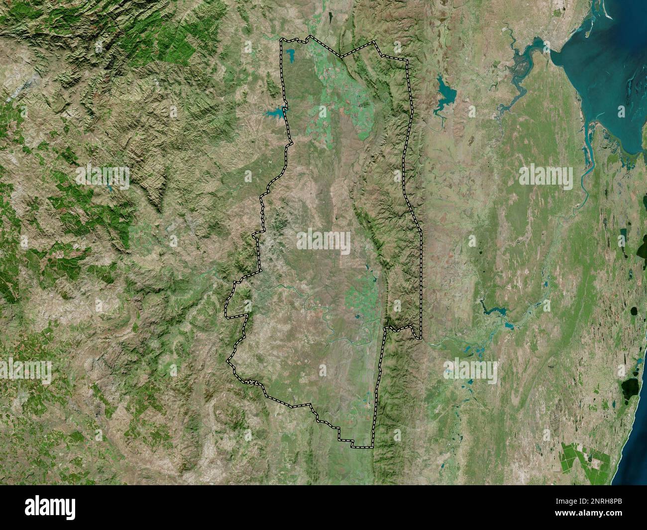 Lubombo, district of Eswatini. High resolution satellite map Stock Photo