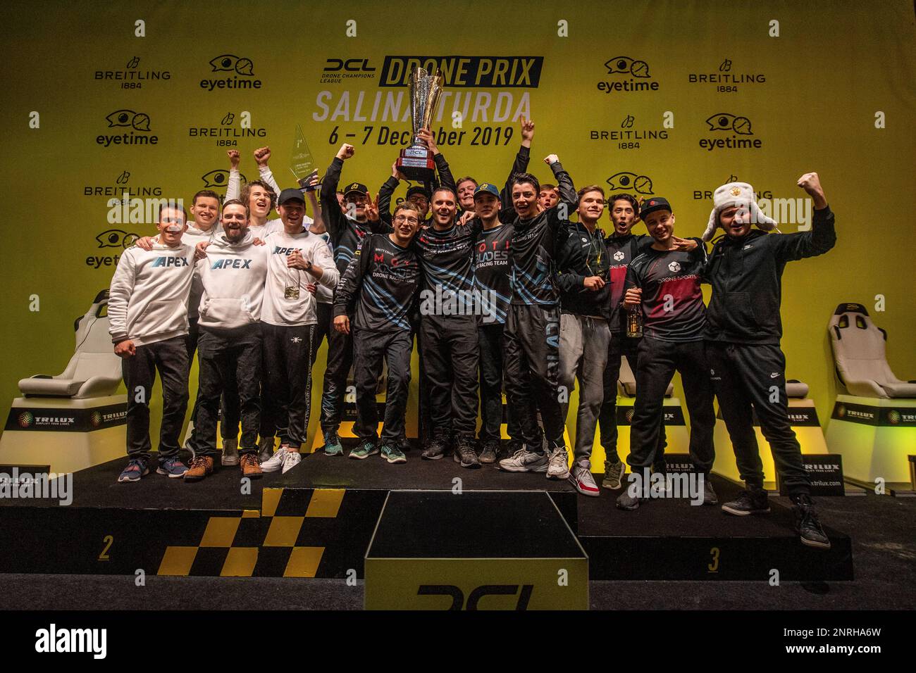 Britain's XBlades Racing sealed their third consecutive season triumph in  the Drone Champions League, the World Championship for professional drone-racing  teams, at the 2019 finale in Salina Turda, Romania. On a course