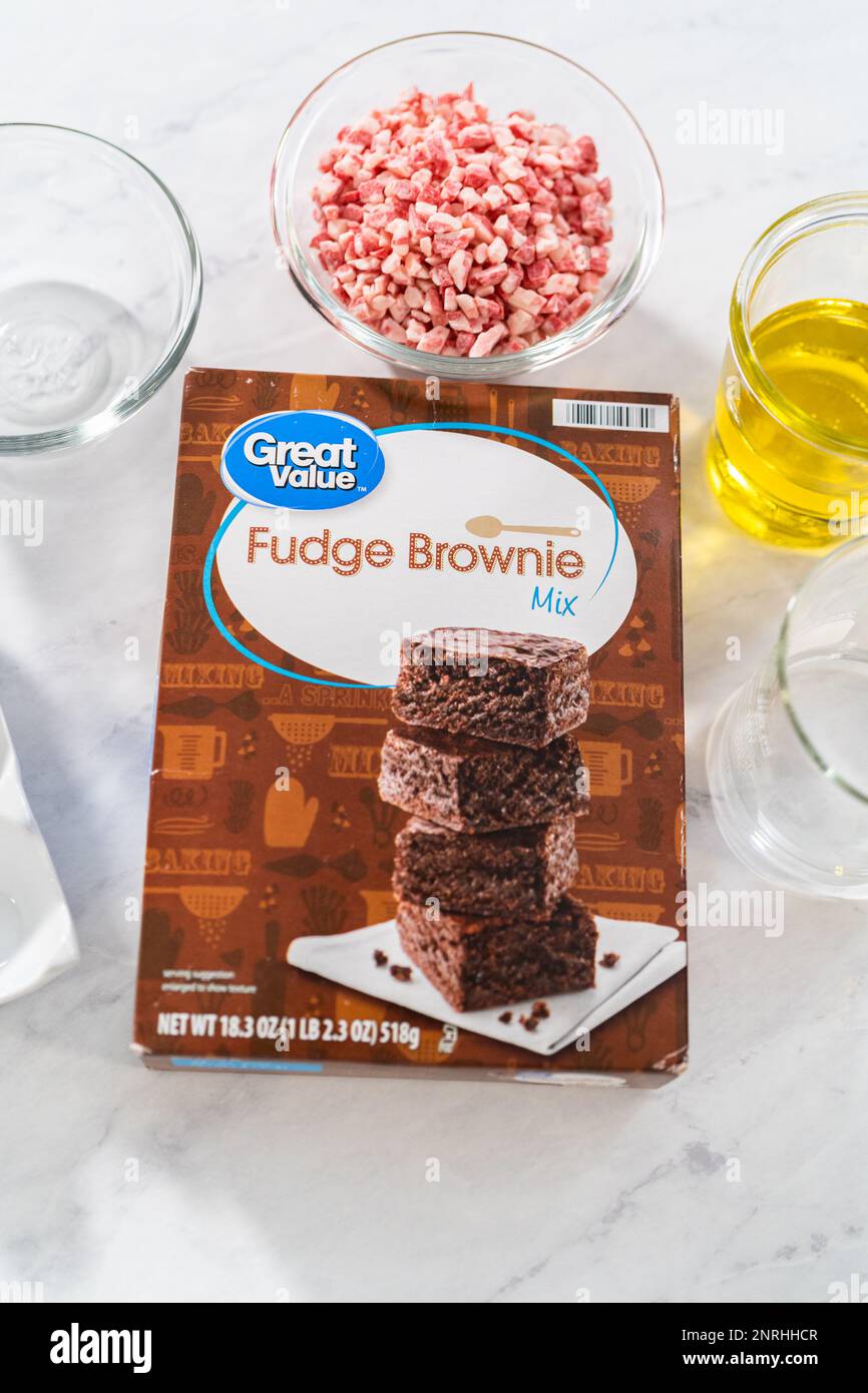 Peppermint brownies from a box mix Stock Photo Alamy