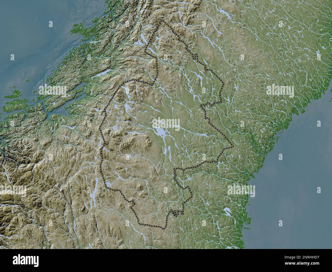 Jamtland, county of Sweden. Elevation map colored in wiki style with ...