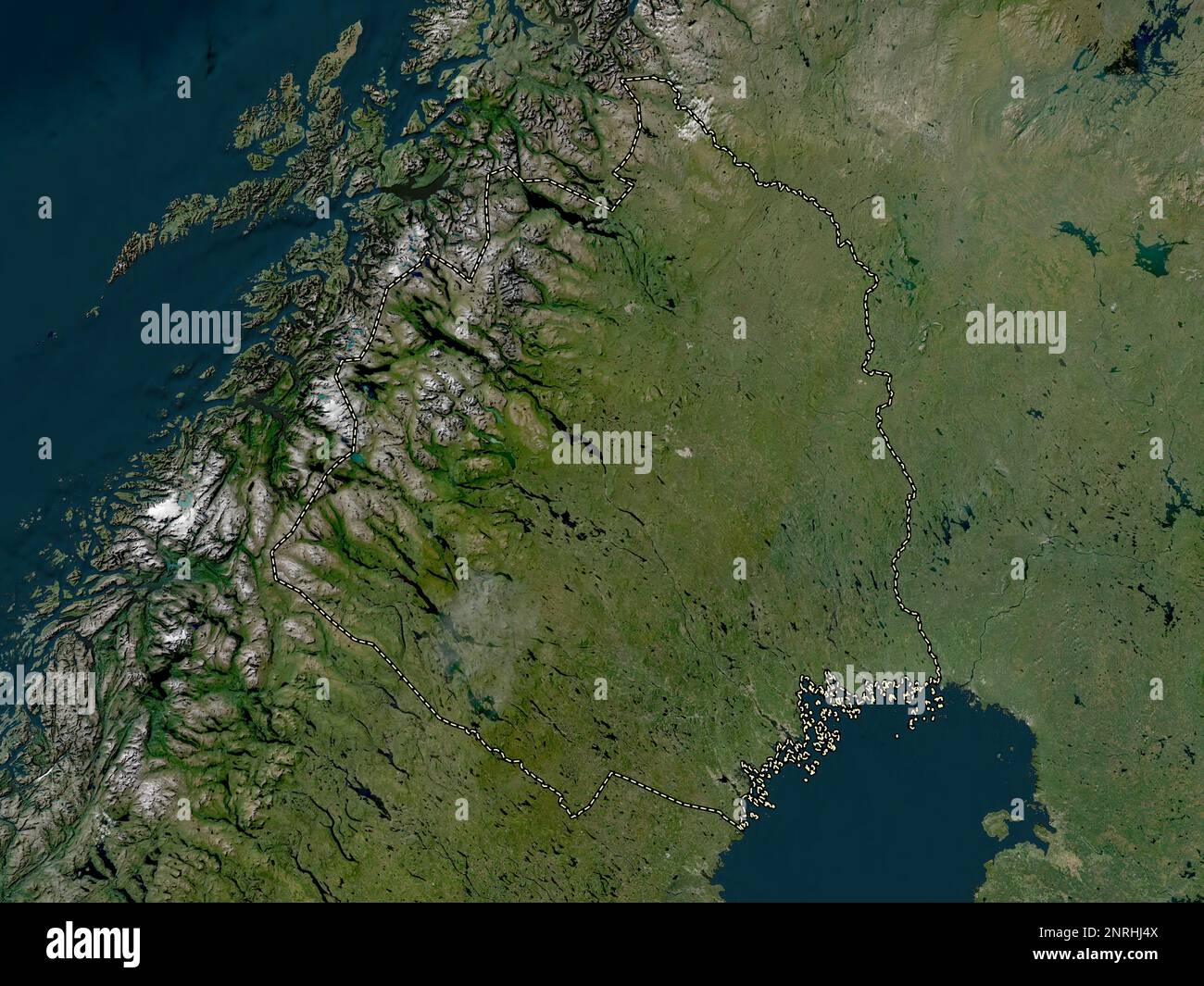 Norrbotten, county of Sweden. Low resolution satellite map Stock Photo