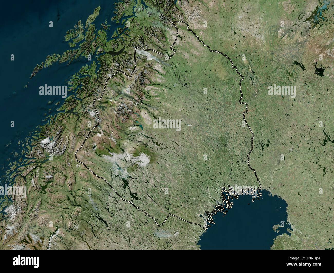Norrbotten, county of Sweden. High resolution satellite map Stock Photo
