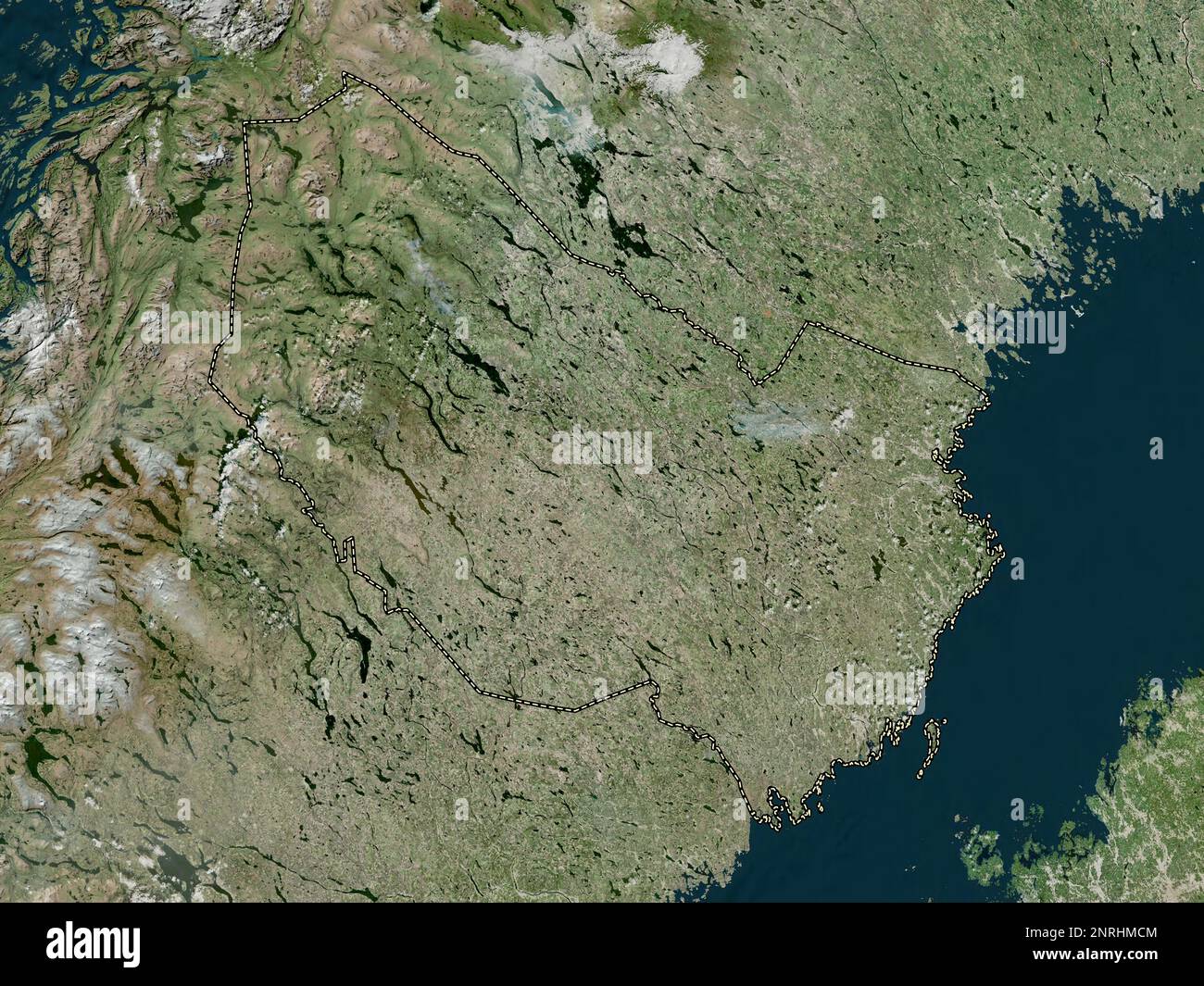 Vasterbotten, county of Sweden. High resolution satellite map Stock Photo