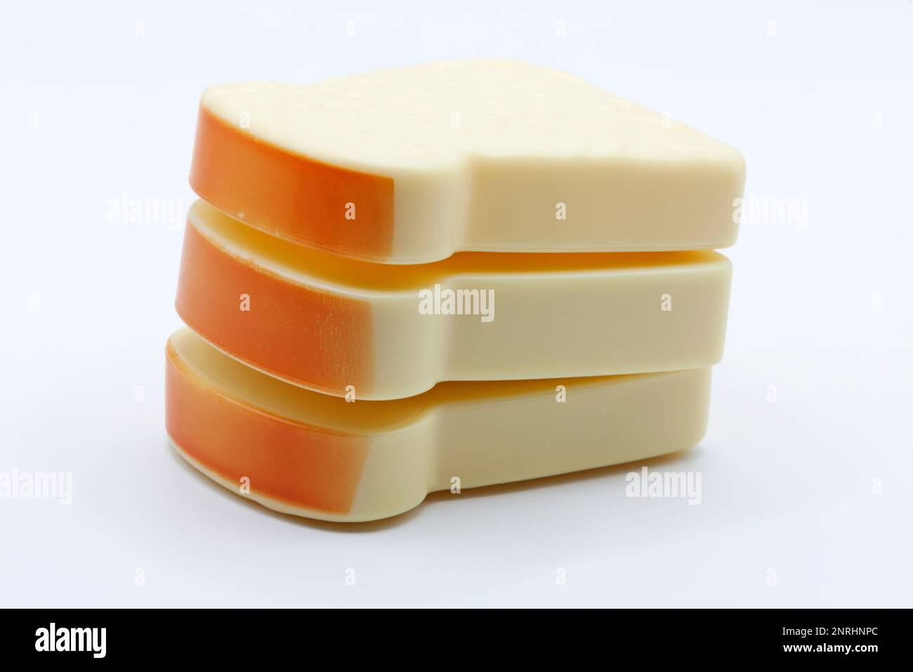 three sharable toy slices of bread Stock Photo