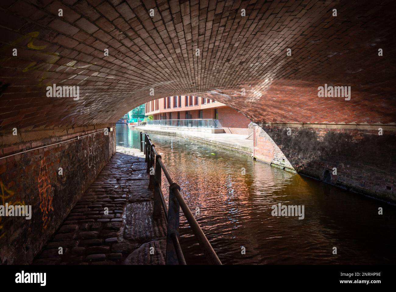 Under a bridge on the Rochdale Canal near Ancoats in the city of Manchester, England. Stock Photo