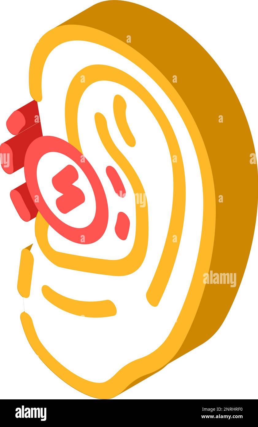 ear pain body ache isometric icon vector illustration Stock Vector