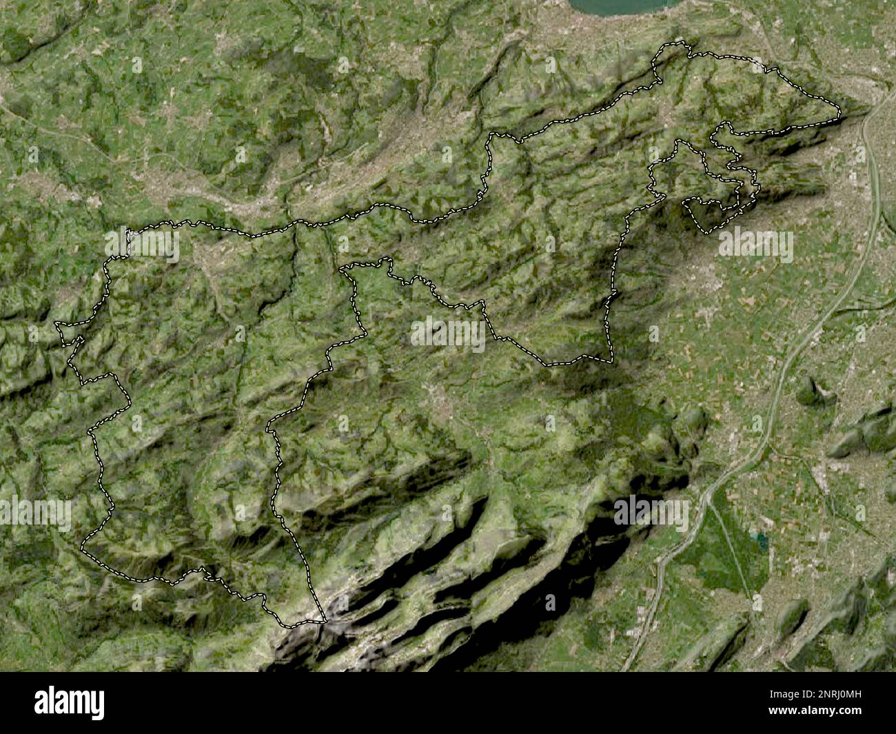 Appenzell Ausserrhoden, canton of Switzerland. Low resolution satellite map Stock Photo