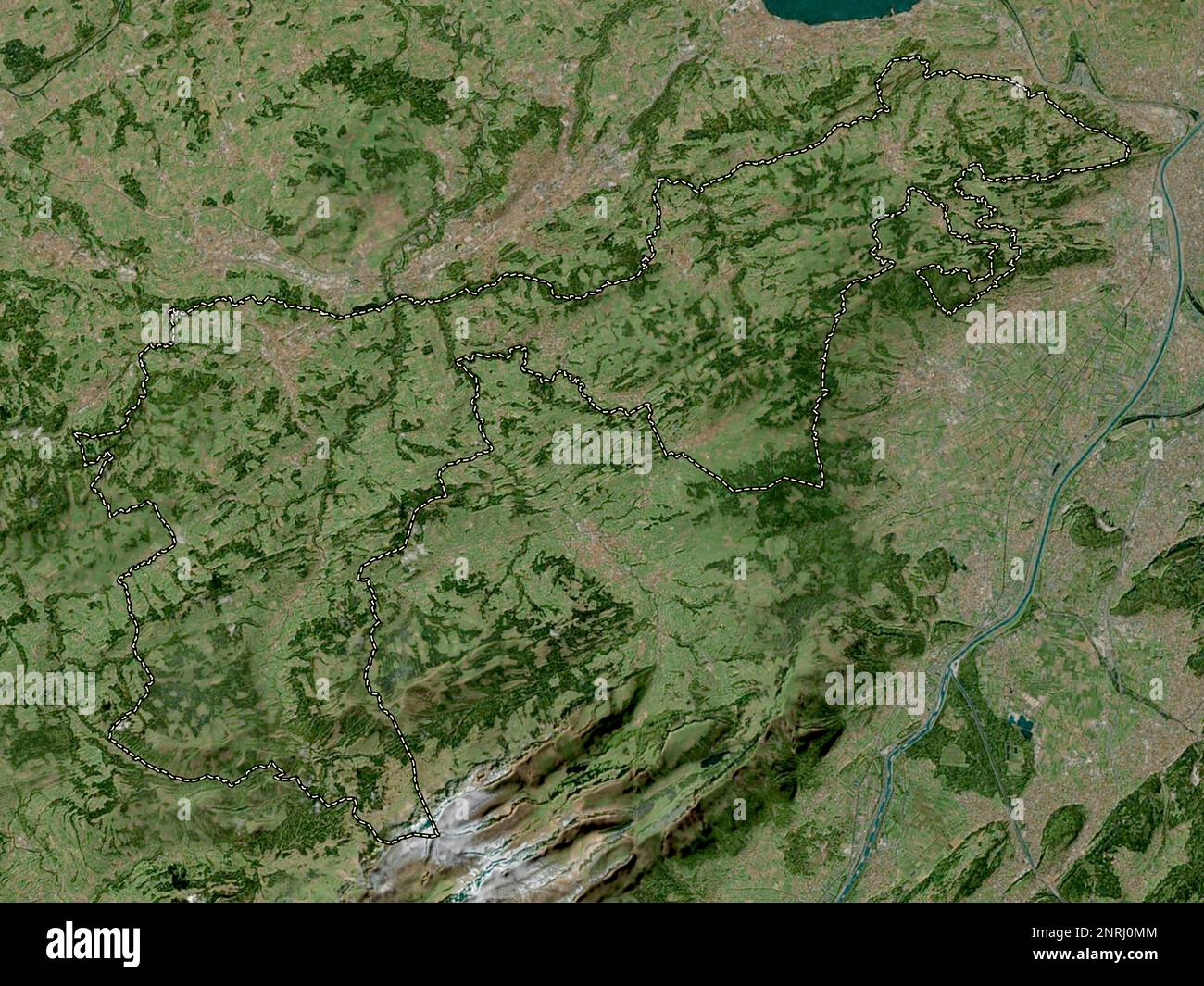 Appenzell Ausserrhoden, canton of Switzerland. High resolution satellite map Stock Photo