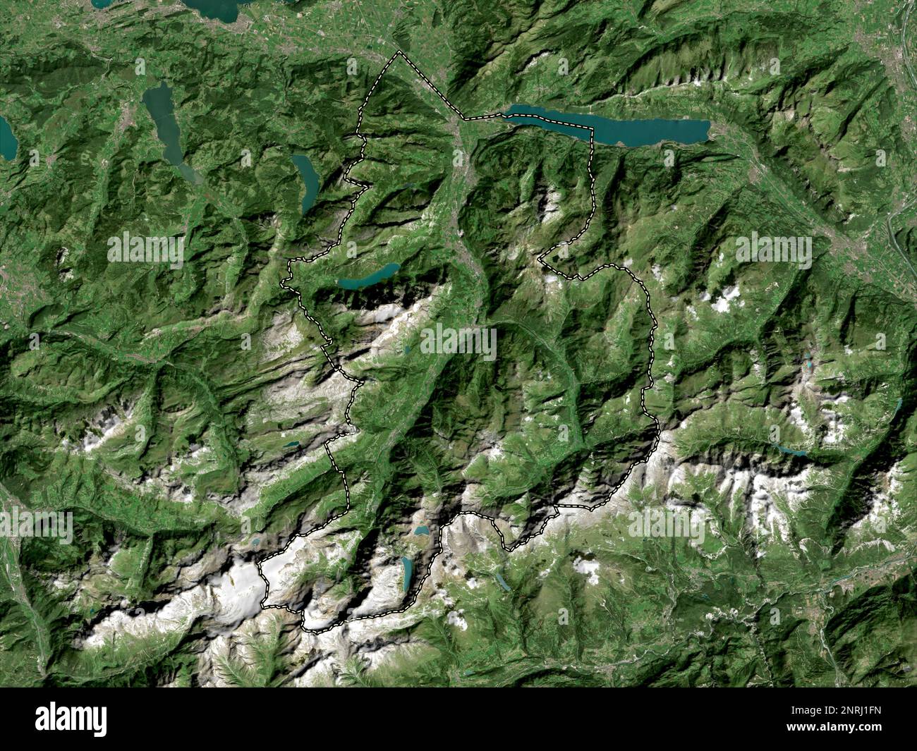 Glarus, canton of Switzerland. Low resolution satellite map Stock Photo